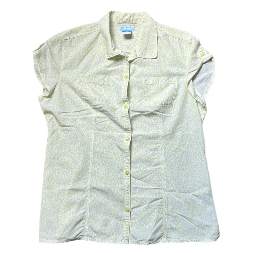 Columbia Sports Yellow/Green and White Quick Dry Top Size Large